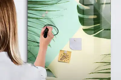 Magnetisch glazen memobord tropische monstera design