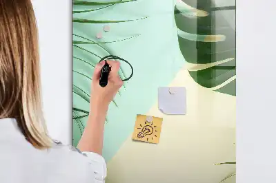 Magnetisch glazen memobord tropische monstera design