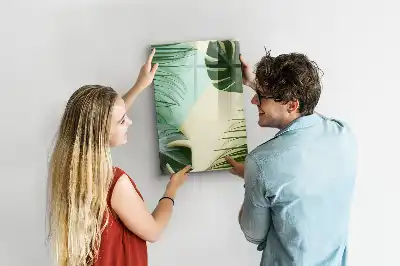 Magnetisch glazen memobord tropische monstera design