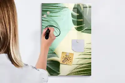 Magnetisch glazen memobord tropische monstera design