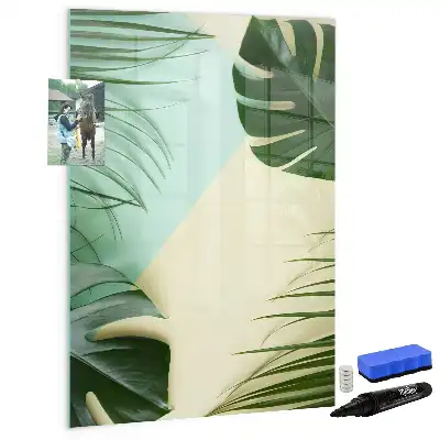 Magnetisch glazen memobord tropische monstera design