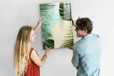 Magnetisch glazen memobord tropische monstera design