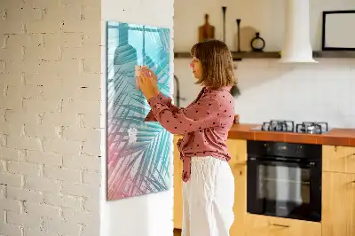 Glazen magneetbord met print van palmbladeren