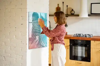 Glazen magneetbord met print van palmbladeren