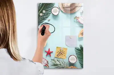 Magnetisch glazen memobord in de uitvoering Zomercompositie