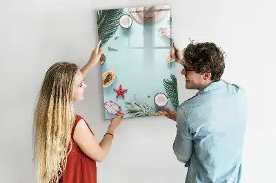 Magnetisch glazen memobord in de uitvoering Zomercompositie