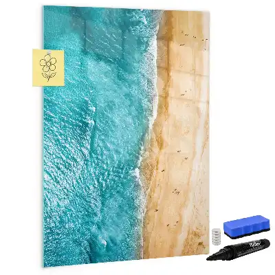 Glazen magneetbord met decoratieve print van een zeestrand