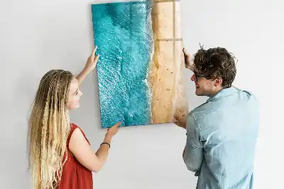 Glazen magneetbord met decoratieve print van een zeestrand