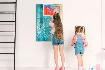 Glazen magneetbord met decoratieve print van een zeestrand