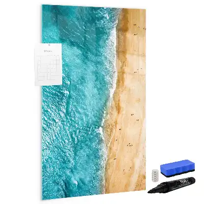 Glazen magneetbord met decoratieve print van een zeestrand