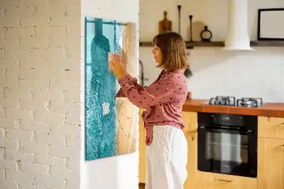 Glazen magneetbord met decoratieve print van een zeestrand