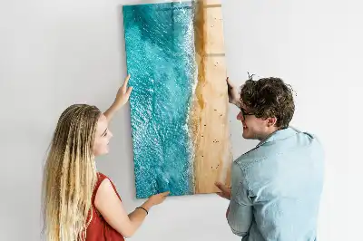 Glazen magneetbord met decoratieve print van een zeestrand