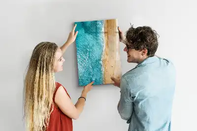 Glazen magneetbord met decoratieve print van een zeestrand