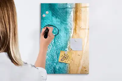 Glazen magneetbord met decoratieve print van een zeestrand