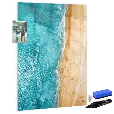 Glazen magneetbord met decoratieve print van een zeestrand