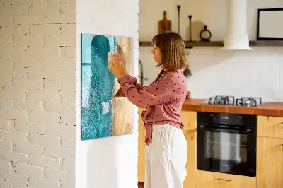 Glazen magneetbord met decoratieve print van een zeestrand