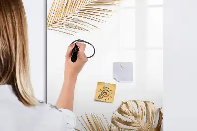 Magnetisch glazen memobord met decoratie van gouden bladeren