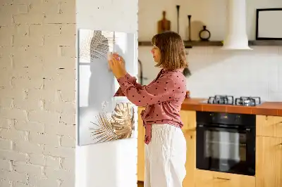Magnetisch glazen memobord met decoratie van gouden bladeren