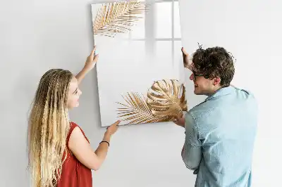 Magnetisch glazen memobord met decoratie van gouden bladeren