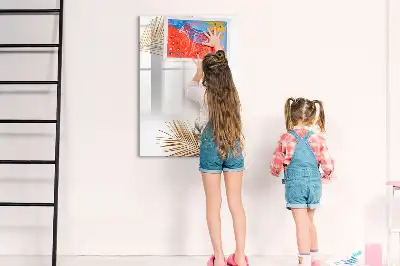 Magnetisch glazen memobord met decoratie van gouden bladeren