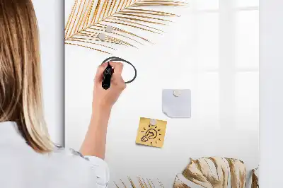 Magnetisch glazen memobord met decoratie van gouden bladeren