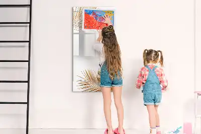 Magnetisch glazen memobord met decoratie van gouden bladeren