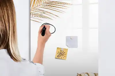 Magnetisch glazen memobord met decoratie van gouden bladeren
