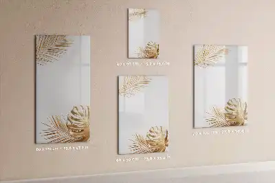 Magnetisch glazen memobord met decoratie van gouden bladeren