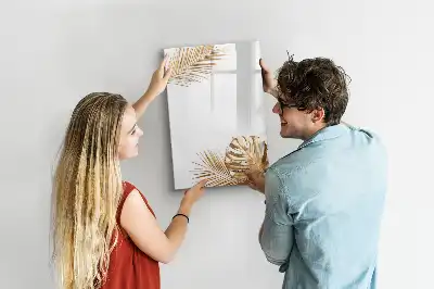 Magnetisch glazen memobord met decoratie van gouden bladeren