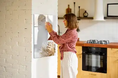 Magnetisch glazen memobord met decoratie van gouden bladeren