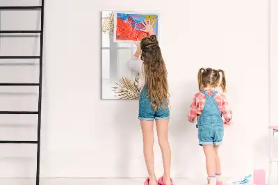 Magnetisch glazen memobord met decoratie van gouden bladeren