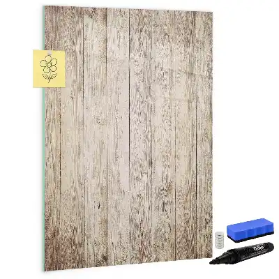Magnetisch glazen memobord houten planken voor aan de muur