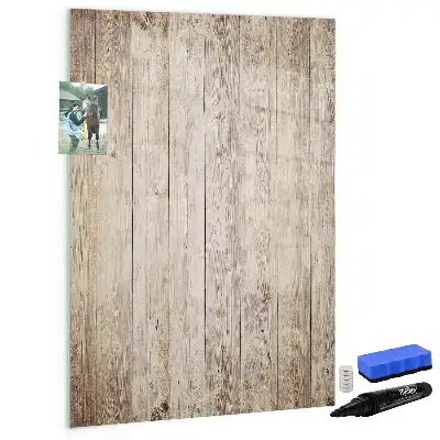 Magnetisch glazen memobord houten planken voor aan de muur
