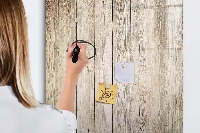 Magnetisch glazen memobord houten planken voor aan de muur