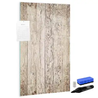 Magnetisch glazen memobord houten planken voor aan de muur