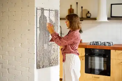 Magnetisch glazen memobord houten planken voor aan de muur