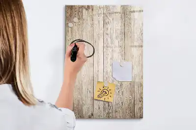 Magnetisch glazen memobord houten planken voor aan de muur