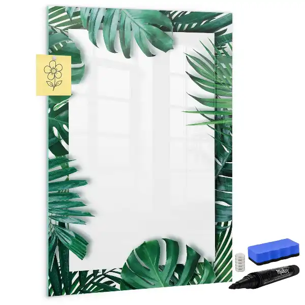 Glazen magneetbord met Monstera print met frame