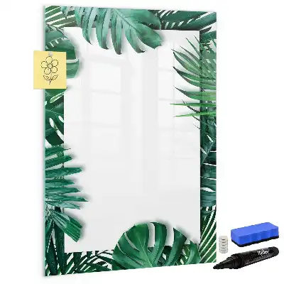 Glazen magneetbord met Monstera print met frame