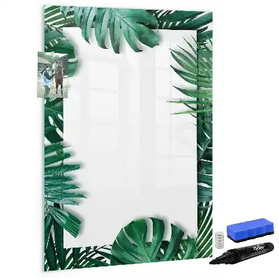Glazen magneetbord met Monstera print met frame