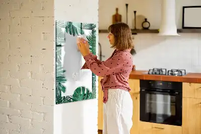 Glazen magneetbord met Monstera print met frame
