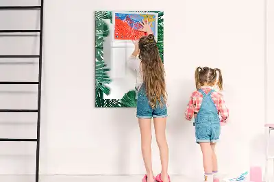 Glazen magneetbord met Monstera print met frame