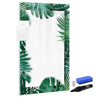 Glazen magneetbord met Monstera print met frame