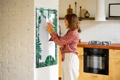 Glazen magneetbord met Monstera print met frame