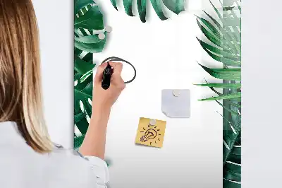 Glazen magneetbord met Monstera print met frame