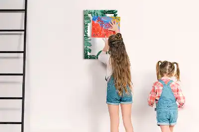 Glazen magneetbord met Monstera print met frame