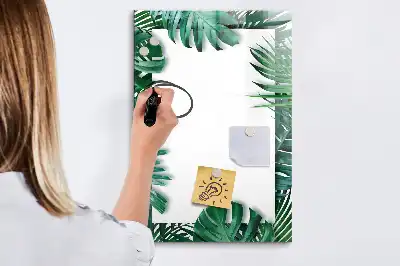Glazen magneetbord met Monstera print met frame