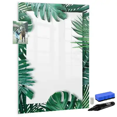 Glazen magneetbord met Monstera print met frame
