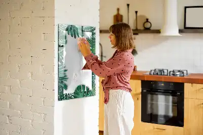 Glazen magneetbord met Monstera print met frame