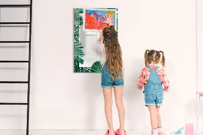 Glazen magneetbord met Monstera print met frame